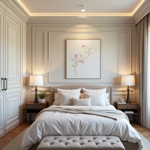 Mur taupe et finitions mates pour une chambre moderne et chaleureuse au Bassin d’Arcachon , Bassin d'Arcachon, Enjoy Peinture